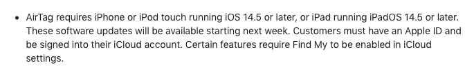 iOS 14.5 en el comunicado de AirTag.